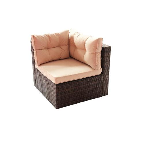 Ensemble de meubles de jardin en rotin PE, canapé d'angle et sectionnel