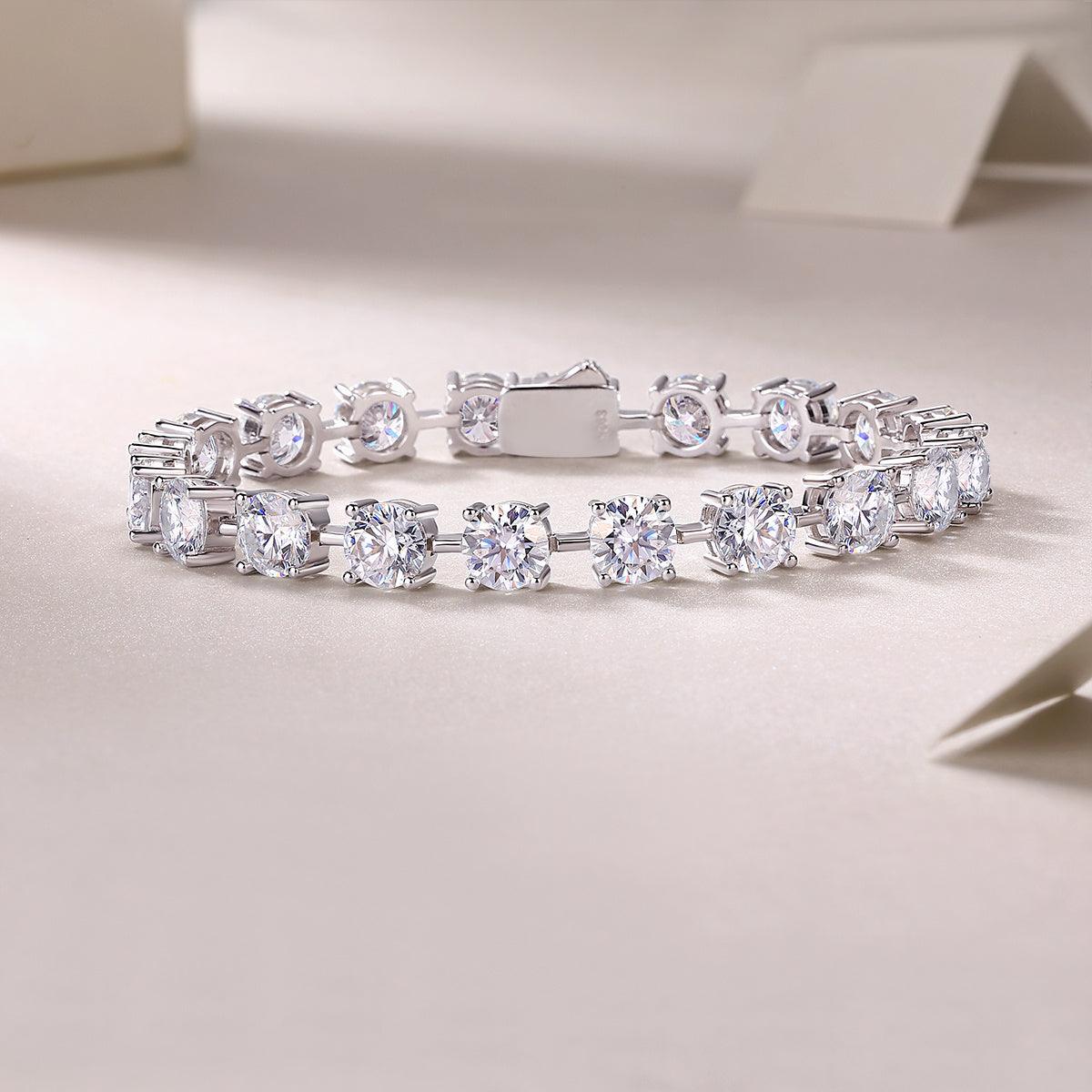 Bracelet en argent S925 avec diamants Mossan de luxe, comparable aux diamants naturels.