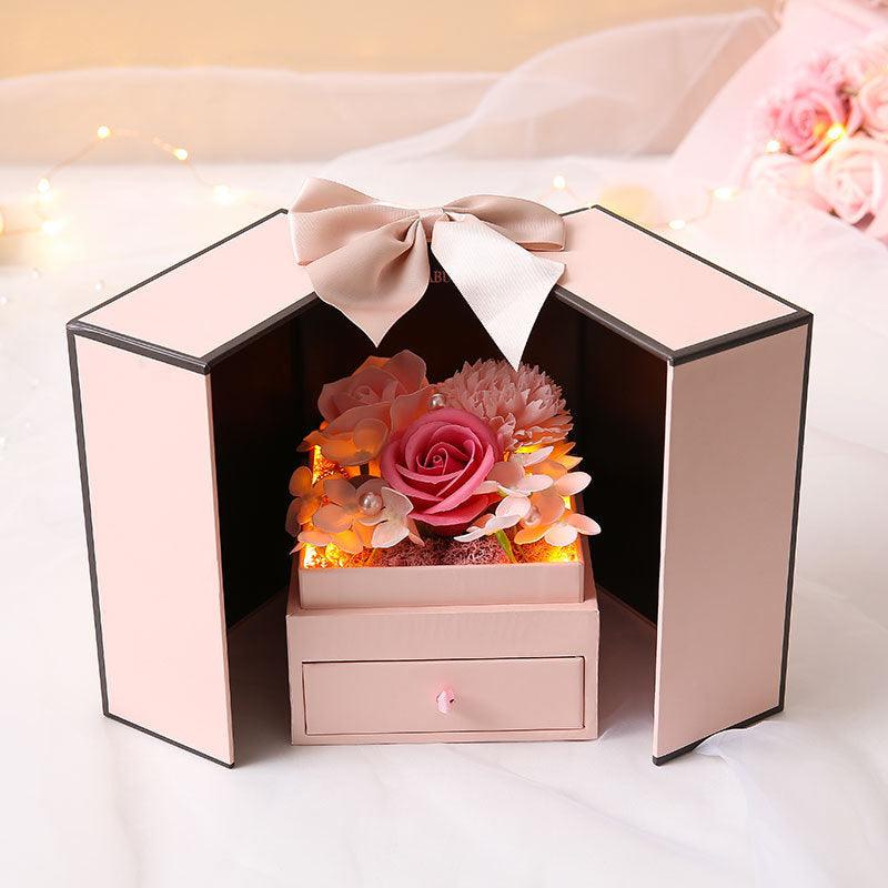 Mothers Day Gift Double Door Rose Gift Box, Jewelry Creative Decorate Boxes