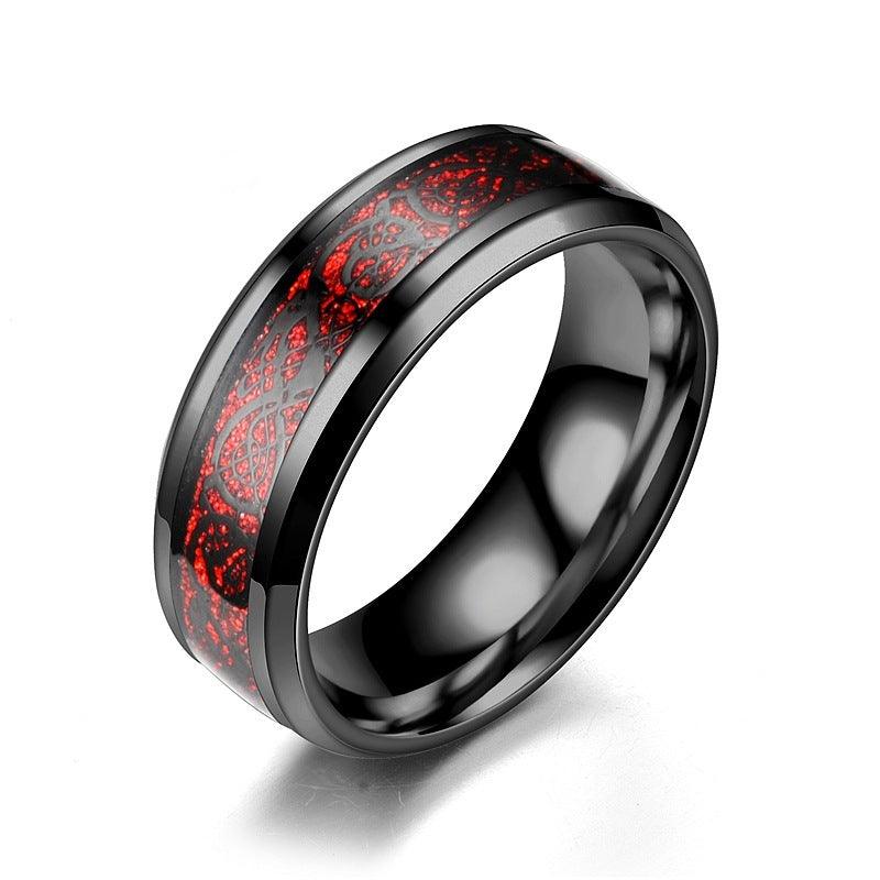 Dragon Pattern Rings Men Stainless Steel Ring Jewelry - Grivelo
