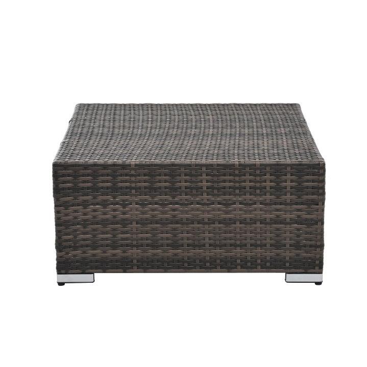 Mobilier de jardin, mobilier d'extérieur, mobilier saisonnier en osier PE, ensemble de 4 meubles en osier avec table basse en verre trempé