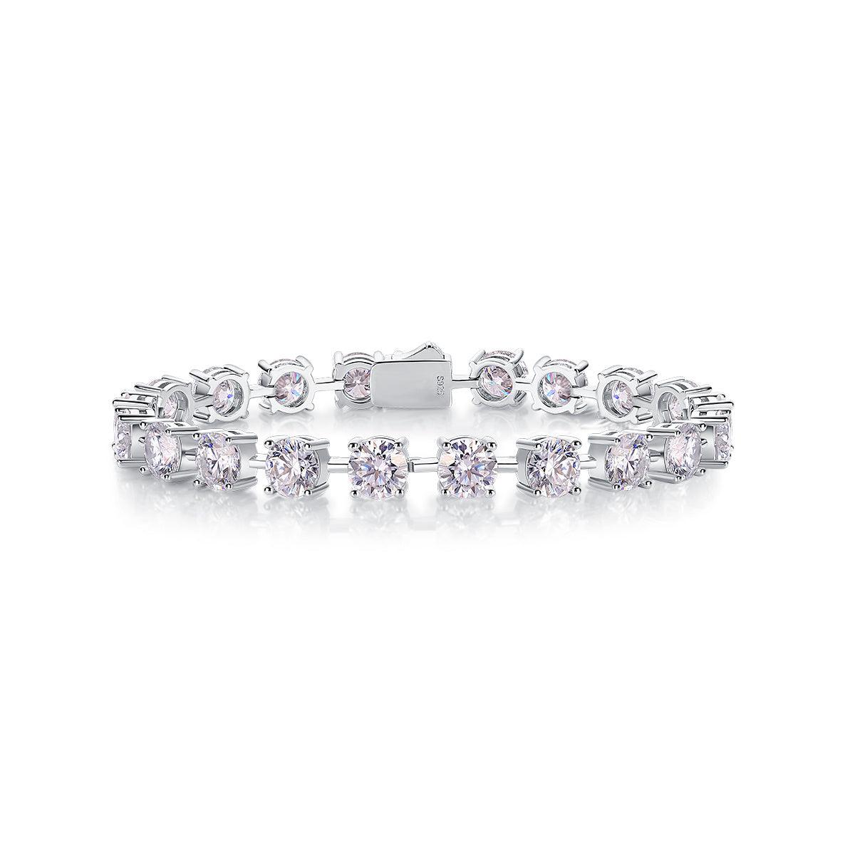 Bracelet en argent S925 avec diamants Mossan de luxe, comparable aux diamants naturels.