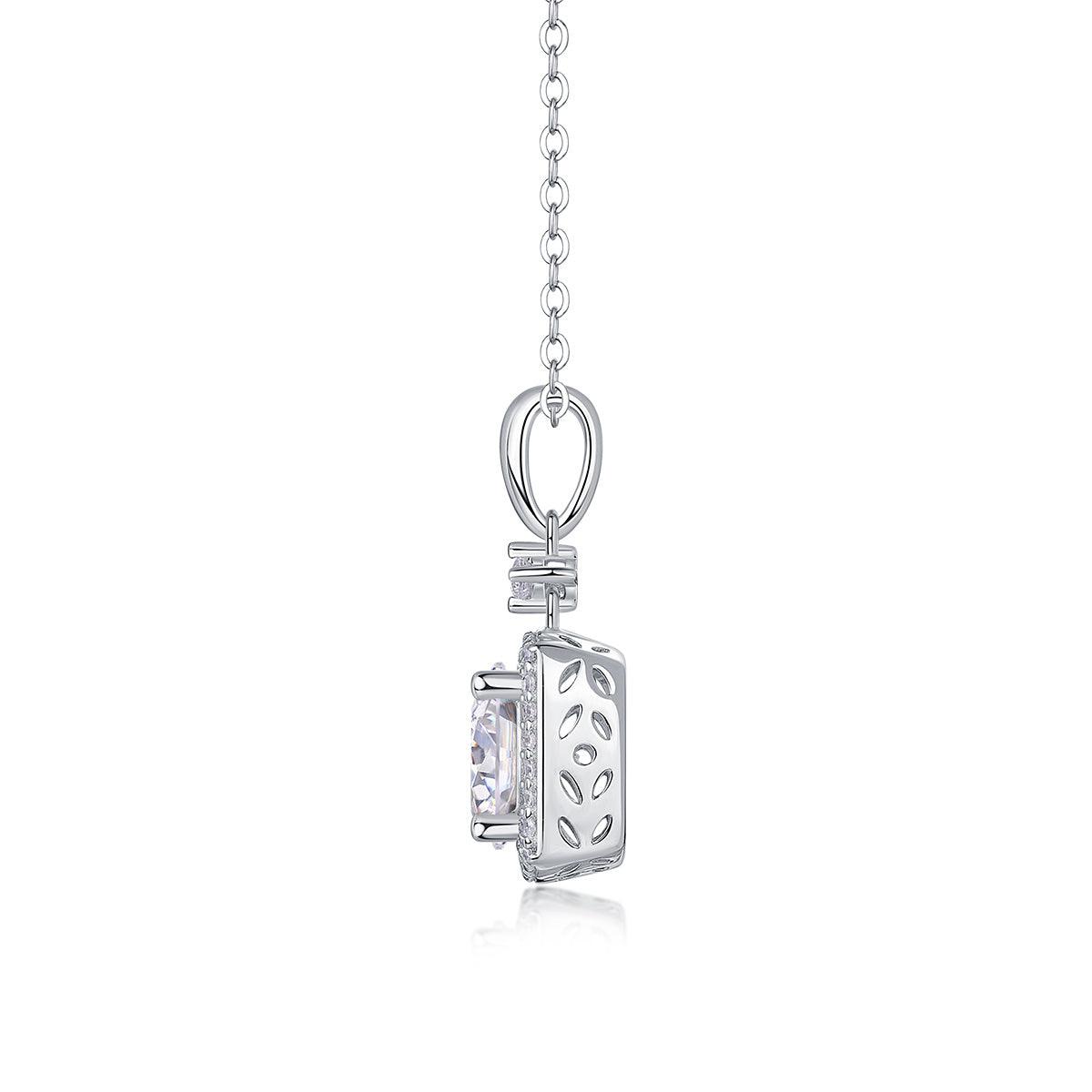 Innocent Mary Luxury Fashion Diamond Pendant Necklace Set With Mosan Diamond Silver Ornaments - Grivelo