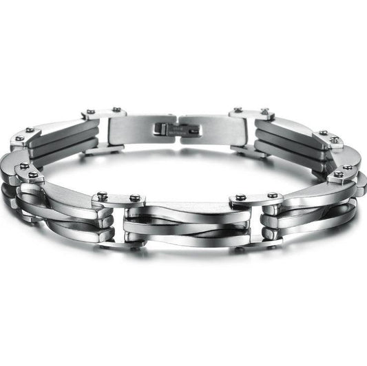 Bracelet en acier titane pour homme à texture diamant