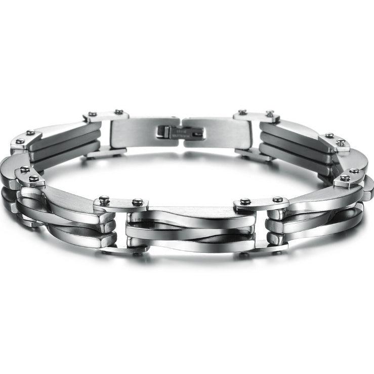 Bracelet en acier titane pour homme à texture diamant