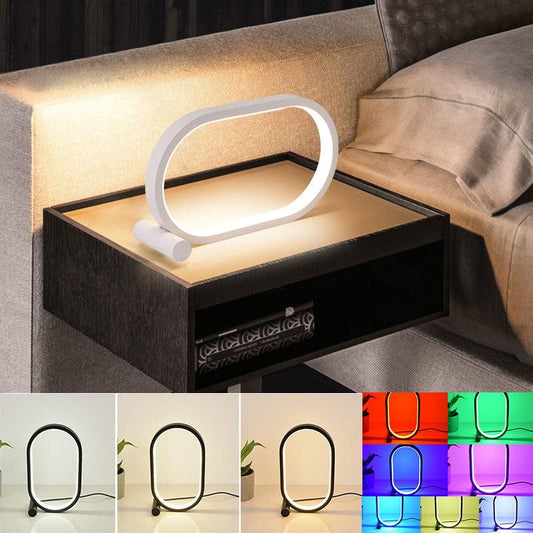 Lampe de chevet ovale en acrylique avec port USB, commande tactile, intensité variable, moderne, simple et créative, idéale pour la lecture ou le bureau