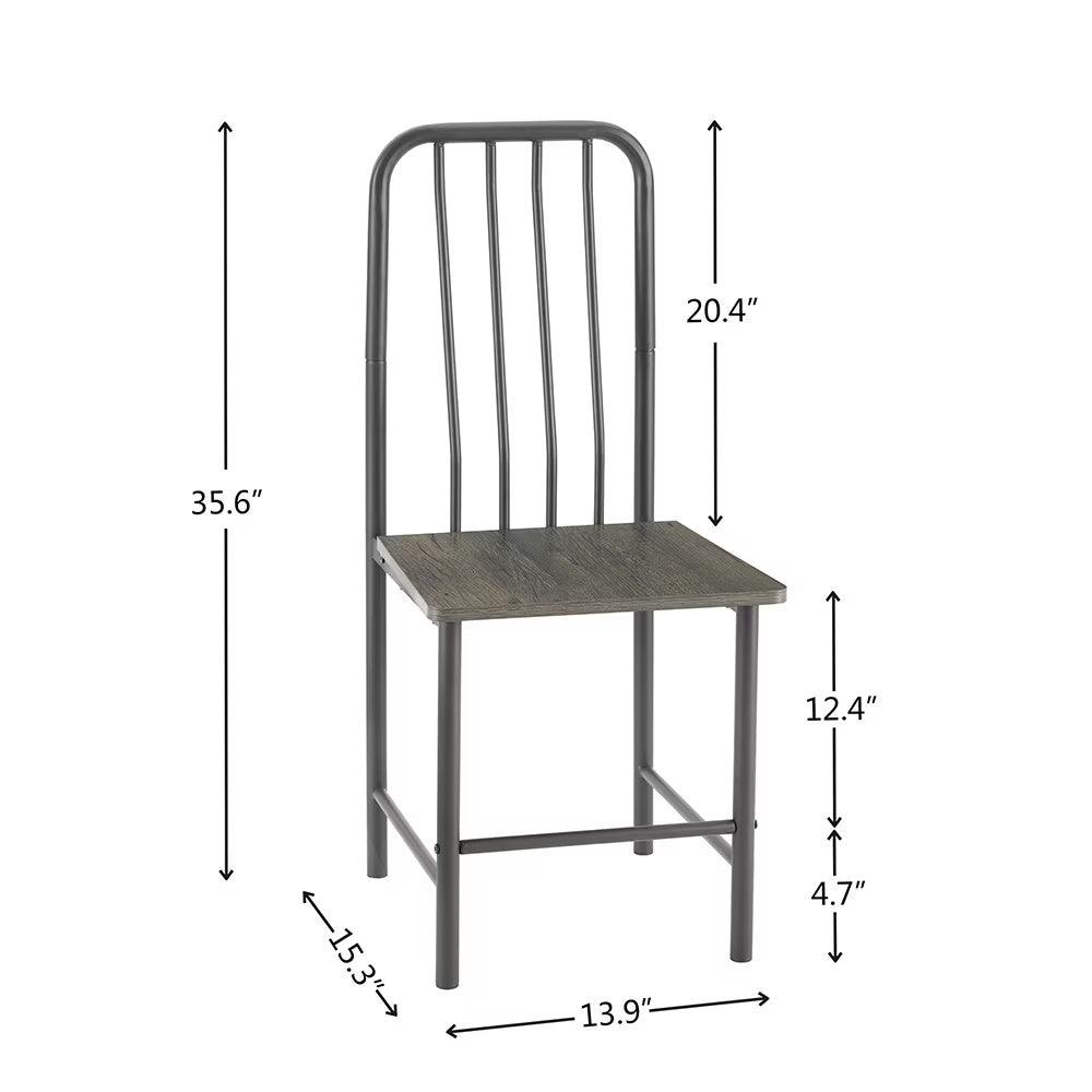 Ensemble de salle à manger pour 2 personnes, table carrée en verre trempé avec 4 pieds et 2 chaises en métal, pour la maison, le bureau, la cuisine ou la salle à manger, noir et marron