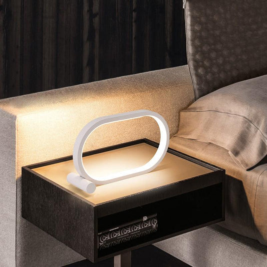 Lampe de chevet ovale en acrylique avec port USB, commande tactile, intensité variable, moderne, simple et créative, idéale pour la lecture ou le bureau
