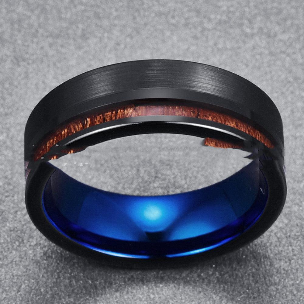 Bague simple en acier tungstène givré pour homme