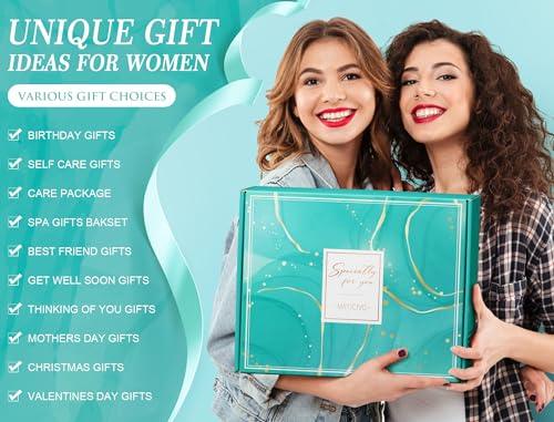 Birthday Gifts for Women Self Care Gifts Get Well Soon Gifts, Rose Relaxing Spa Gifts Basket Care Package w/ Luxury Flannel Blanket, Unique Mothers Day Gifts for Mom Her Friend Sister Wife Grandma