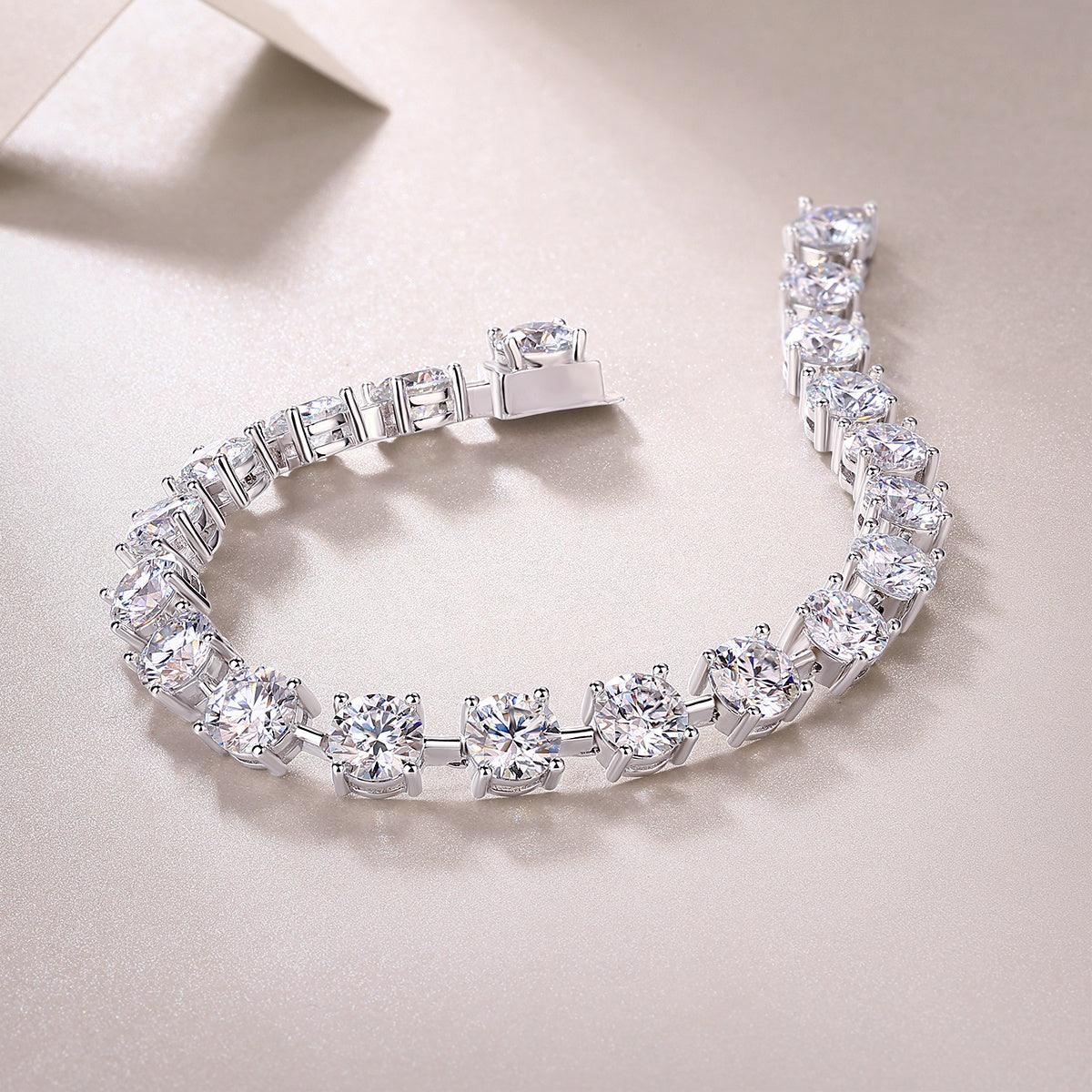 Bracelet en argent S925 avec diamants Mossan de luxe, comparable aux diamants naturels.