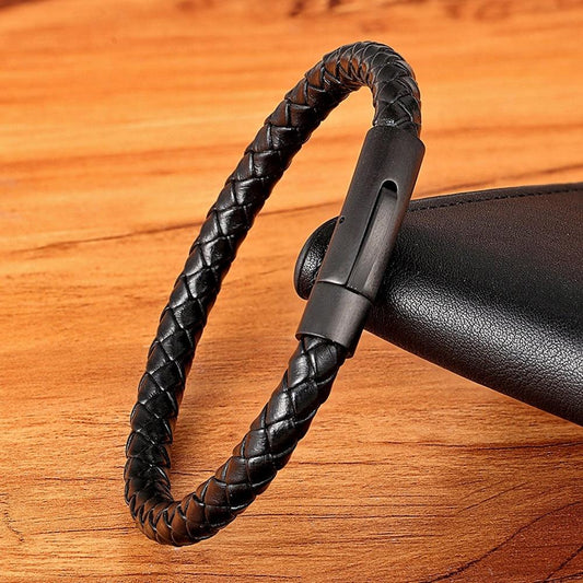 Bracelets pour hommes et femmes en acier inoxydable noir, bijoux cadeaux 