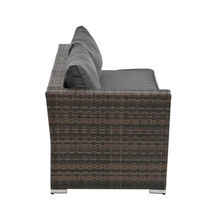 Mobilier de jardin, mobilier d'extérieur, mobilier saisonnier en osier PE, ensemble de 4 meubles en osier avec table basse en verre trempé