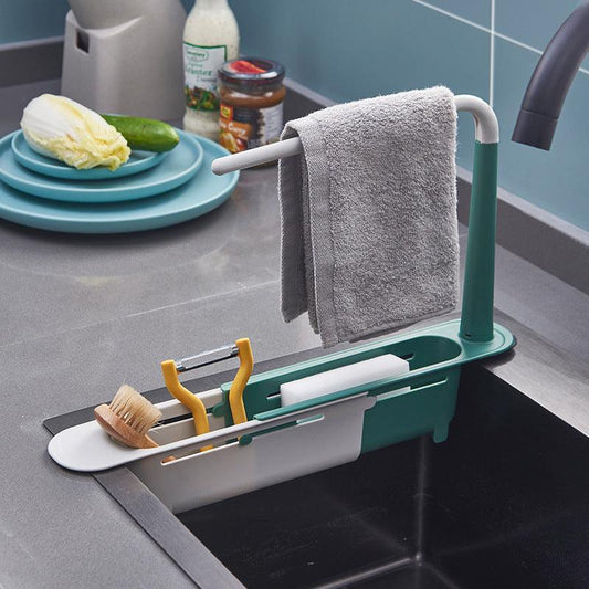 Étagère multifonctionnelle pour évier de cuisine, porte-chiffons