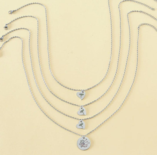 Collier carte fête des mères Cœur Clavicule parent-enfant