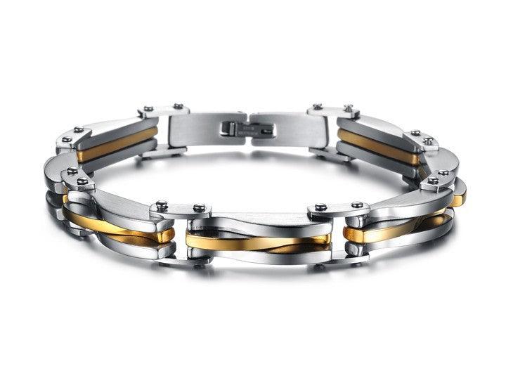 Bracelet en acier titane pour homme à texture diamant