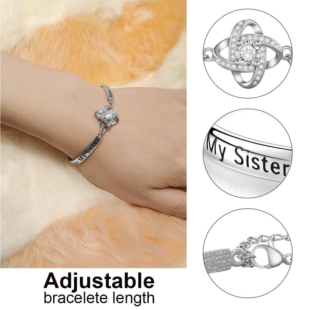 Bracelet en argent sur le thème de l'amitié entre sœurs