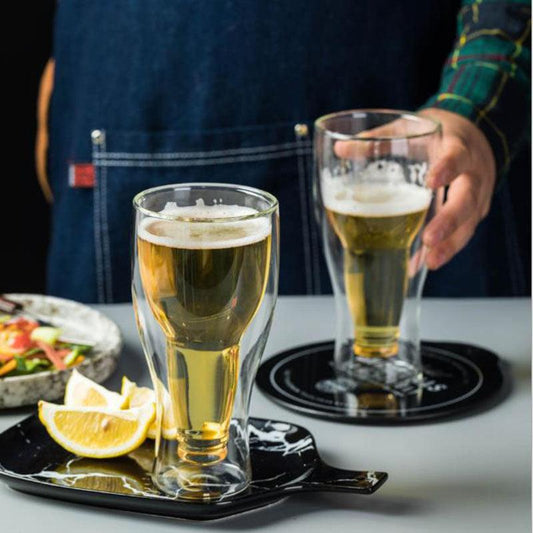 Verre à bière créatif à l'envers, verre à jus, verre à boisson, bar, restaurant, art, double verre transparent