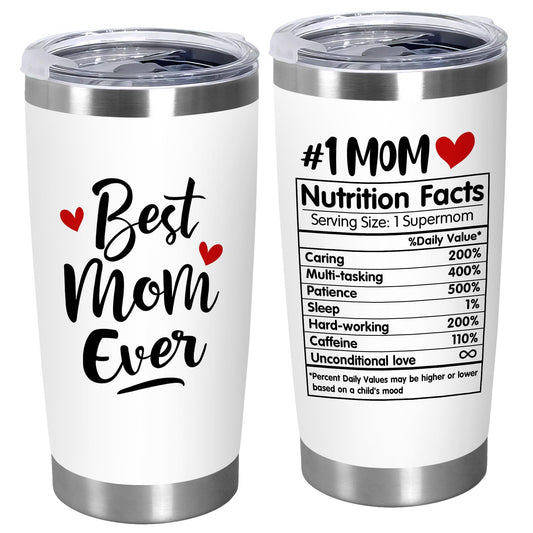 Cadeaux de fête des mères TEEZWONDER pour maman de la part de sa fille et de son fils - Gobelet à café isotherme en acier inoxydable de 59 cl avec couvercle - Cadeaux d'anniversaire pour maman, belle-mère, belle-mère, grand-mère