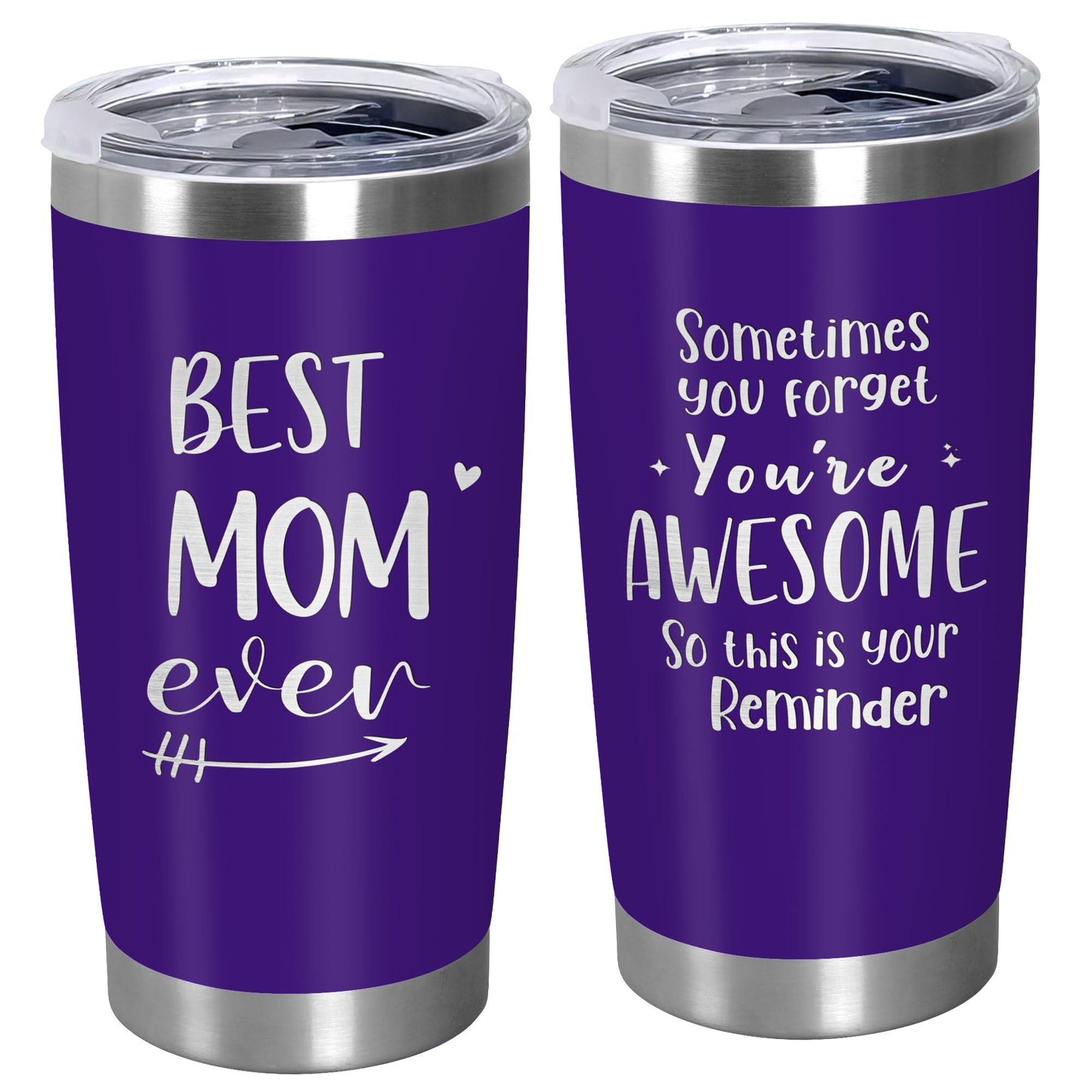 Cadeaux de fête des mères TEEZWONDER pour maman de la part de sa fille et de son fils - Gobelet à café isotherme en acier inoxydable de 59 cl avec couvercle - Cadeaux d'anniversaire pour maman, belle-mère, belle-mère, grand-mère