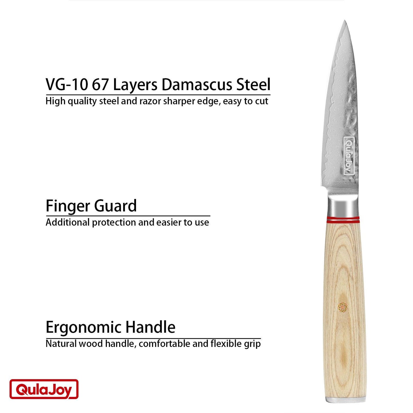 Couteau Nakiri Qulajoy 6,9 pouces, couteau à légumes professionnel, couteaux de cuisine japonais, couteau de chef Damas 67 couches, couteau de cuisine pour la maison et l'extérieur avec manche en bois ergonomique