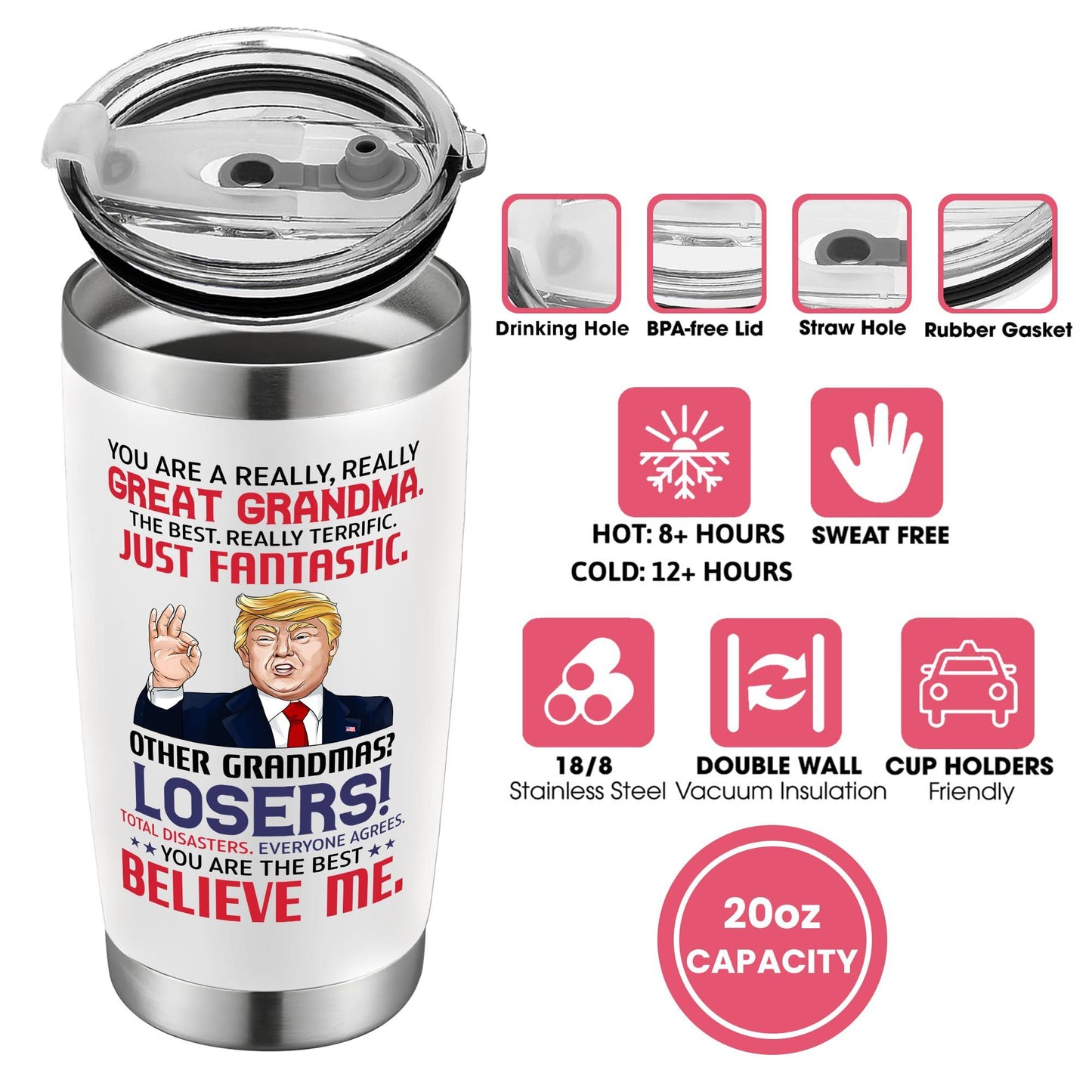 UMACVN Gifts for Mom from Daughter Son - Mothers Day Gifts for Mom Wife - Birthday, Christmas Gift Ideas for Moms - Gift for Mama, Moms, Mother from Kids - 20 Oz Stainless Steel White Tumbler