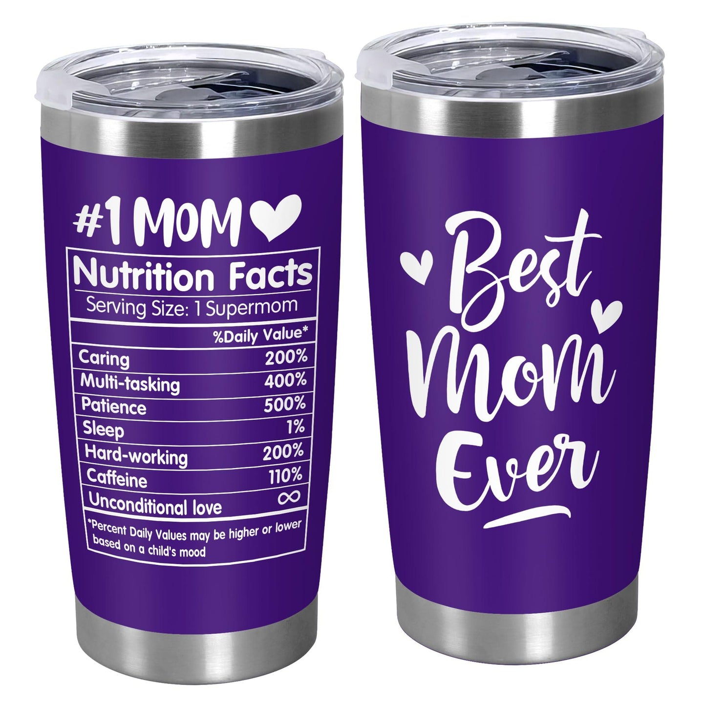 Cadeaux de fête des mères TEEZWONDER pour maman de la part de sa fille et de son fils - Gobelet à café isotherme en acier inoxydable de 59 cl avec couvercle - Cadeaux d'anniversaire pour maman, belle-mère, belle-mère, grand-mère
