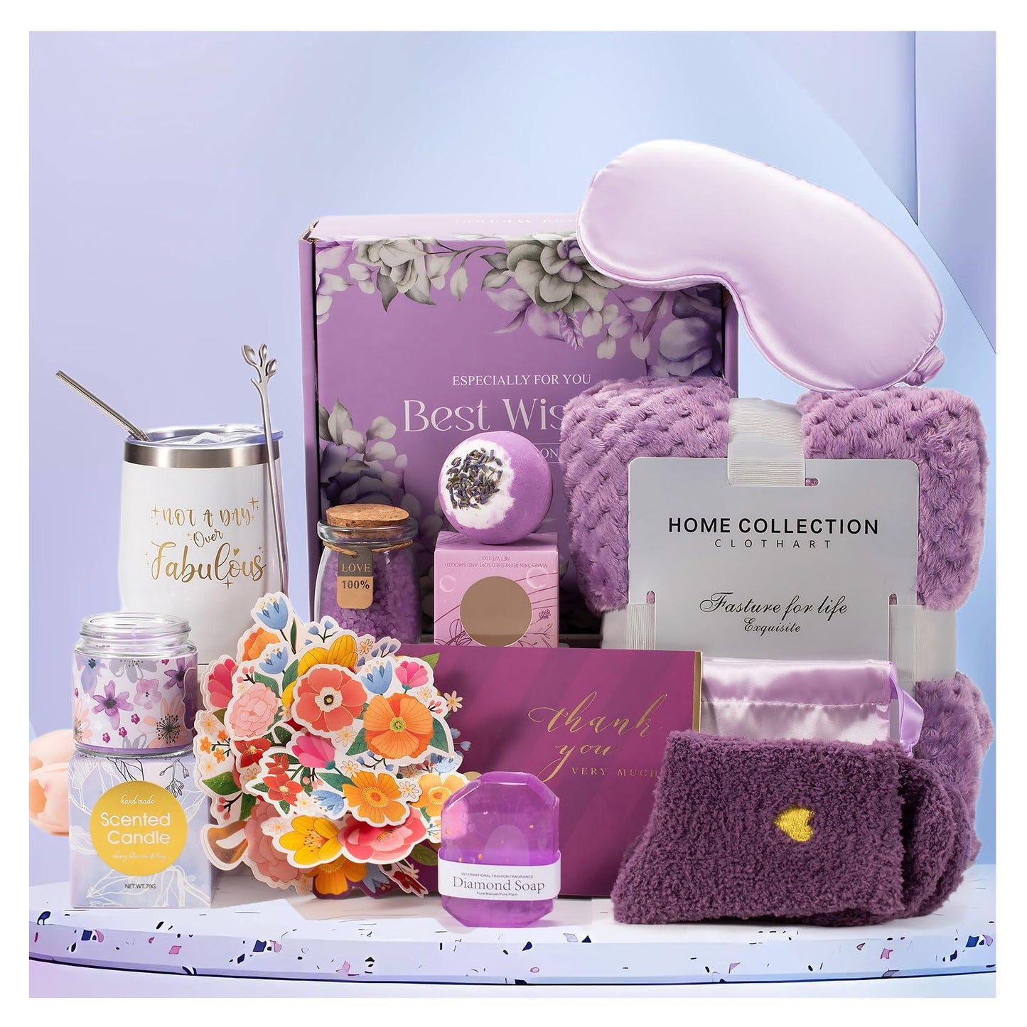Cadeaux d'anniversaire pour femme, maman, amie, sœur, panier-cadeau spa relaxant unique, coffret de soins avec couverture de luxe, cadeaux de fête des mères pour maman, amie, sœur, épouse