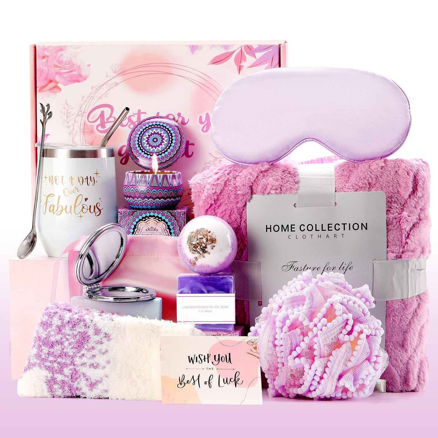 Cadeaux d'anniversaire pour femme, maman, amie, sœur, panier-cadeau spa relaxant unique, coffret de soins avec couverture de luxe, cadeaux de fête des mères pour maman, amie, sœur, épouse