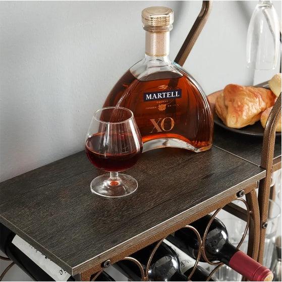 Étagère à vin grise sur pied pour 11 bouteilles, 5 niveaux, avec porte-verres et étagères de rangement, idéale pour bar, salon, salle à manger ou comme cadeau.