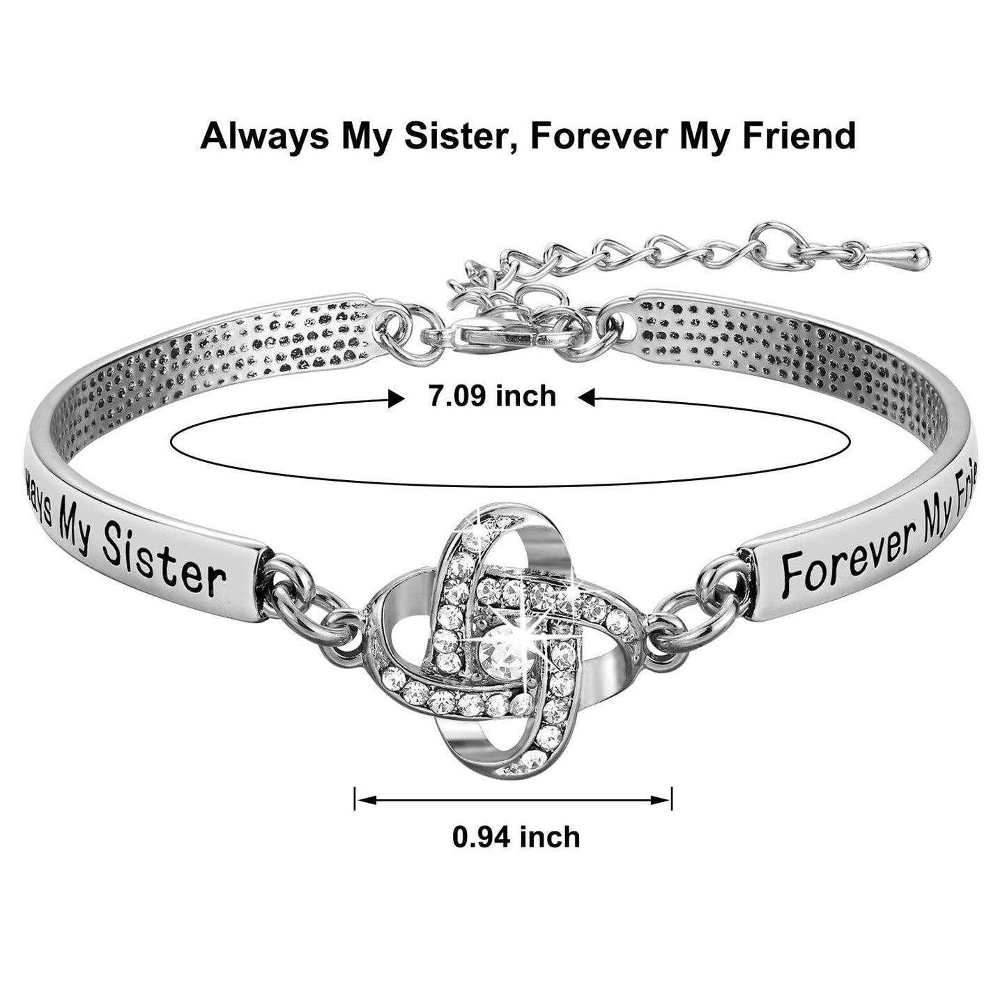 Bracelet en argent sur le thème de l'amitié entre sœurs