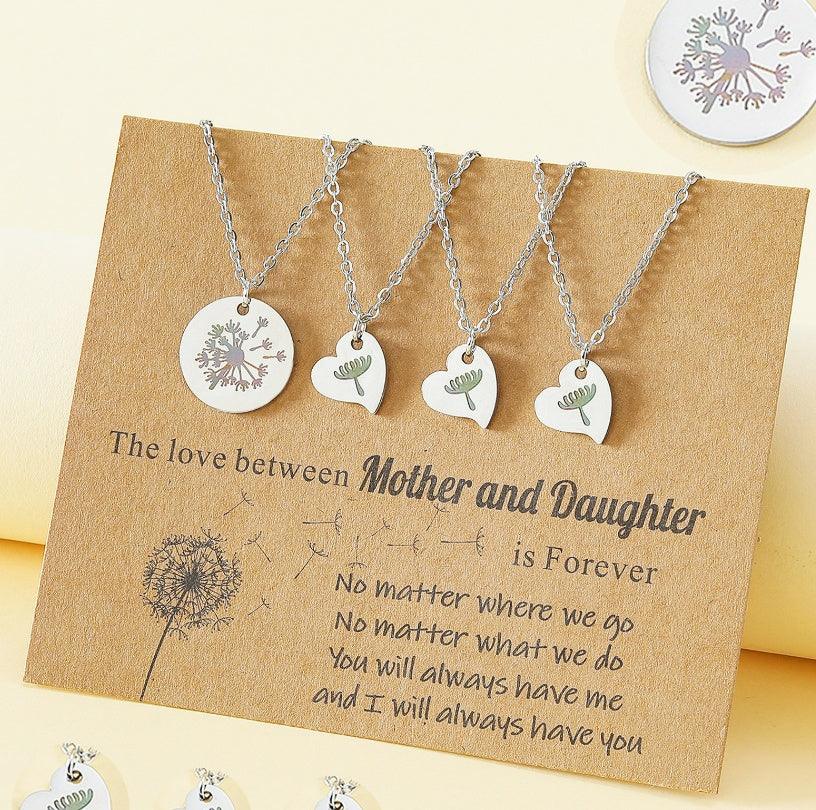 Collier carte fête des mères Cœur Clavicule parent-enfant