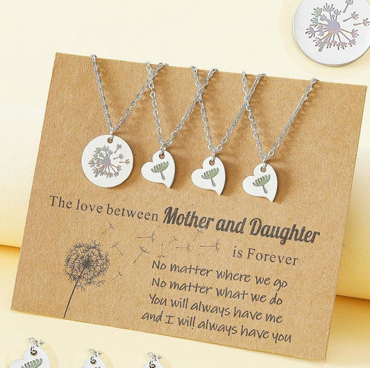 Collier carte fête des mères Cœur Clavicule parent-enfant