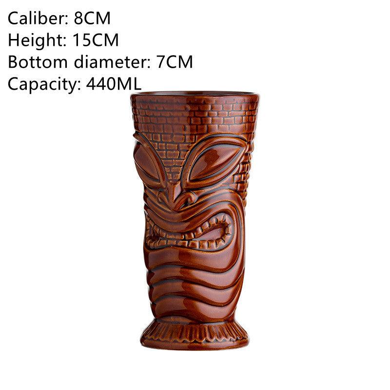 Bar Tiki Cup Tasse Tiki en céramique Tasse à cocktail Hawaïenne Personnalité créative Tasse à vin Tasse Totem