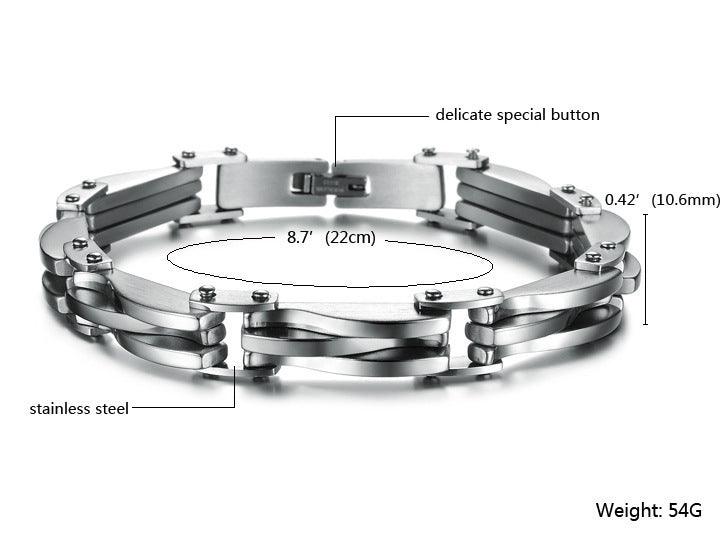 Bracelet en acier titane pour homme à texture diamant