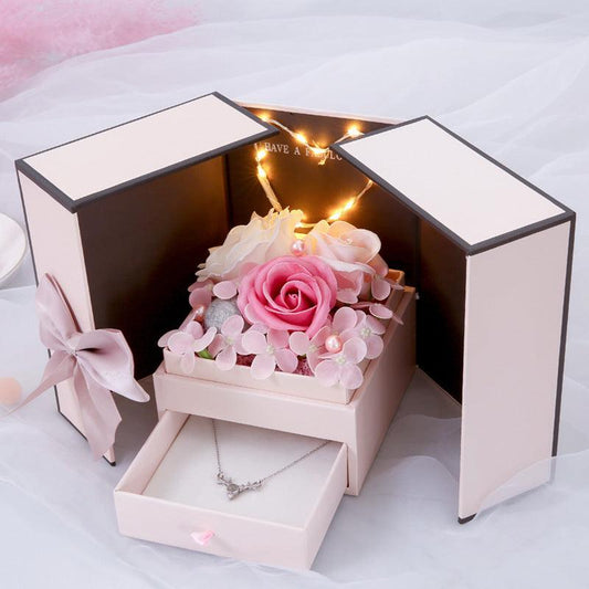 Mothers Day Gift Double Door Rose Gift Box, Jewelry Creative Decorate Boxes