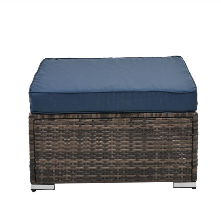 Mobilier de jardin, mobilier d'extérieur, mobilier saisonnier en osier PE, ensemble de 4 meubles en osier avec table basse en verre trempé
