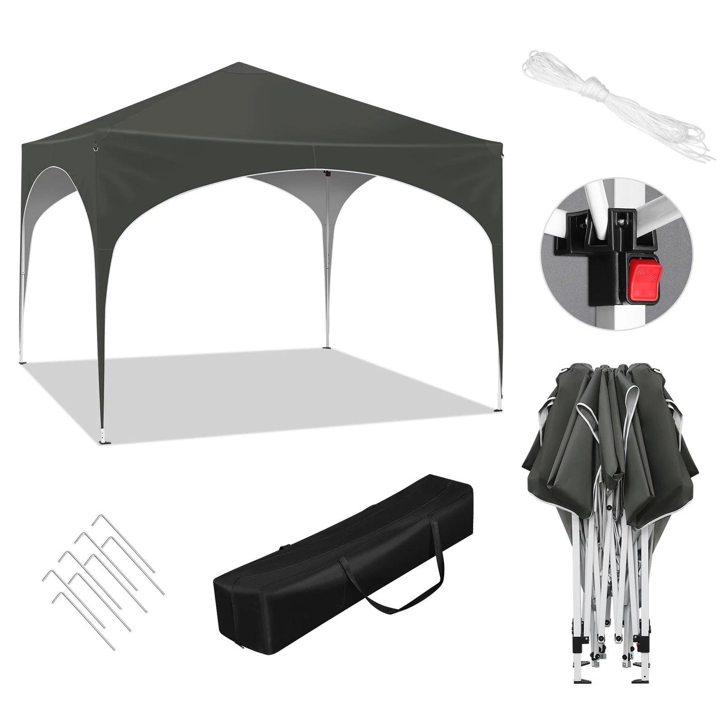 WOLTU Tente de réception étanche et pliable pour jardin, pavillon pop-up de 3 x 3 m avec toit en demi-cercle pour marché extérieur