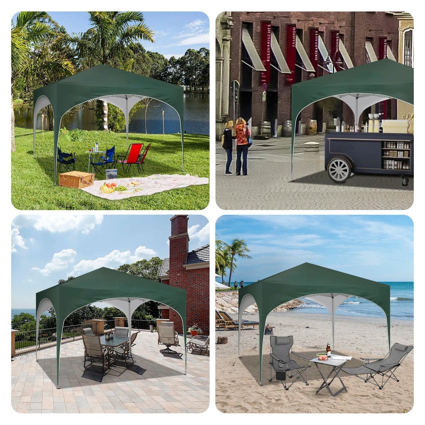 WOLTU Tente de réception étanche et pliable pour jardin, pavillon pop-up de 3 x 3 m avec toit en demi-cercle pour marché extérieur