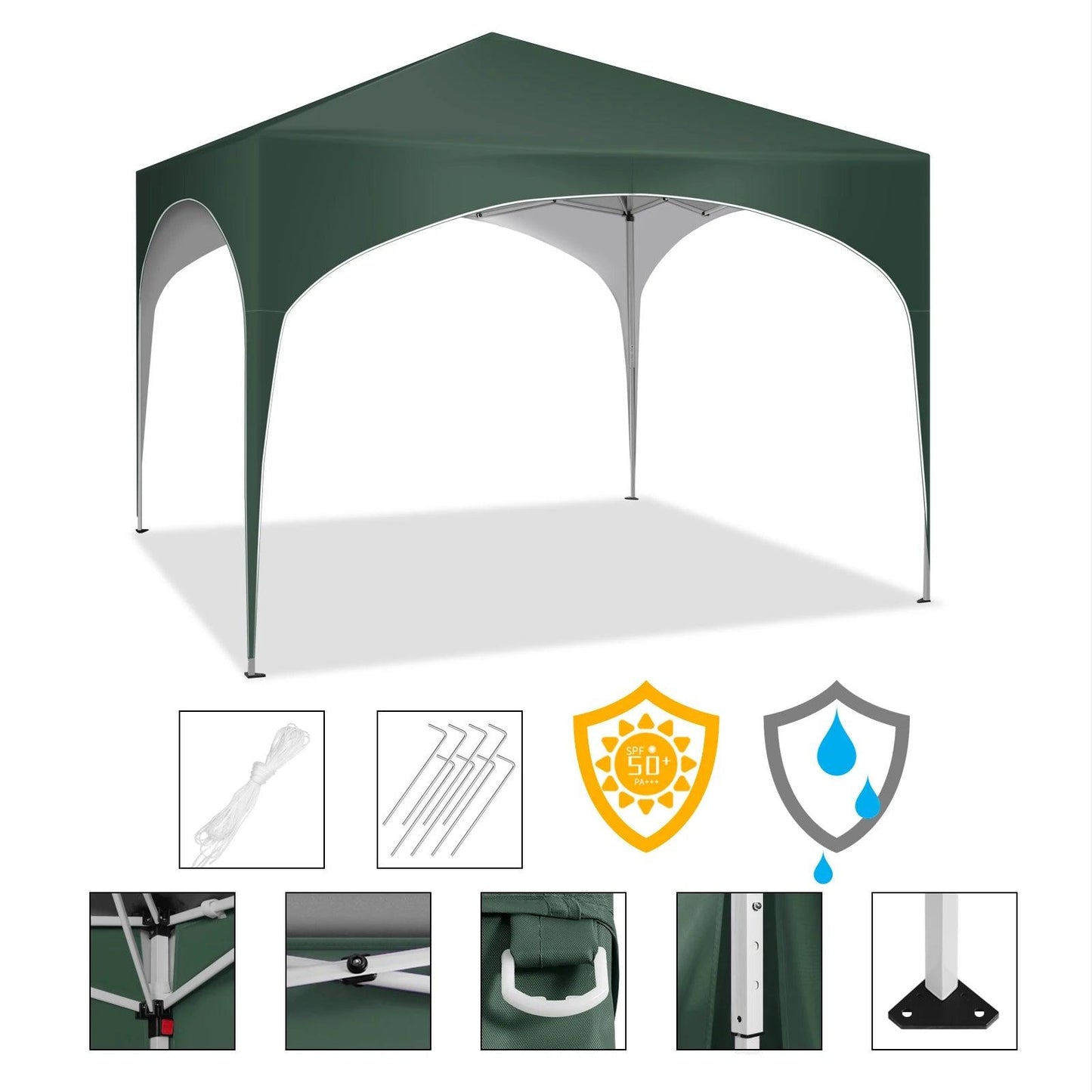 WOLTU Tente de réception étanche et pliable pour jardin, pavillon pop-up de 3 x 3 m avec toit en demi-cercle pour marché extérieur