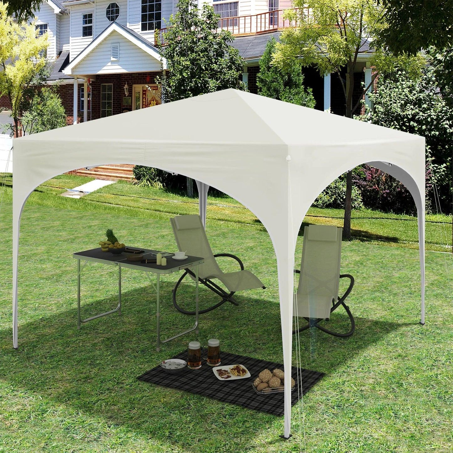 WOLTU Tente de réception étanche et pliable pour jardin, pavillon pop-up de 3 x 3 m avec toit en demi-cercle pour marché extérieur