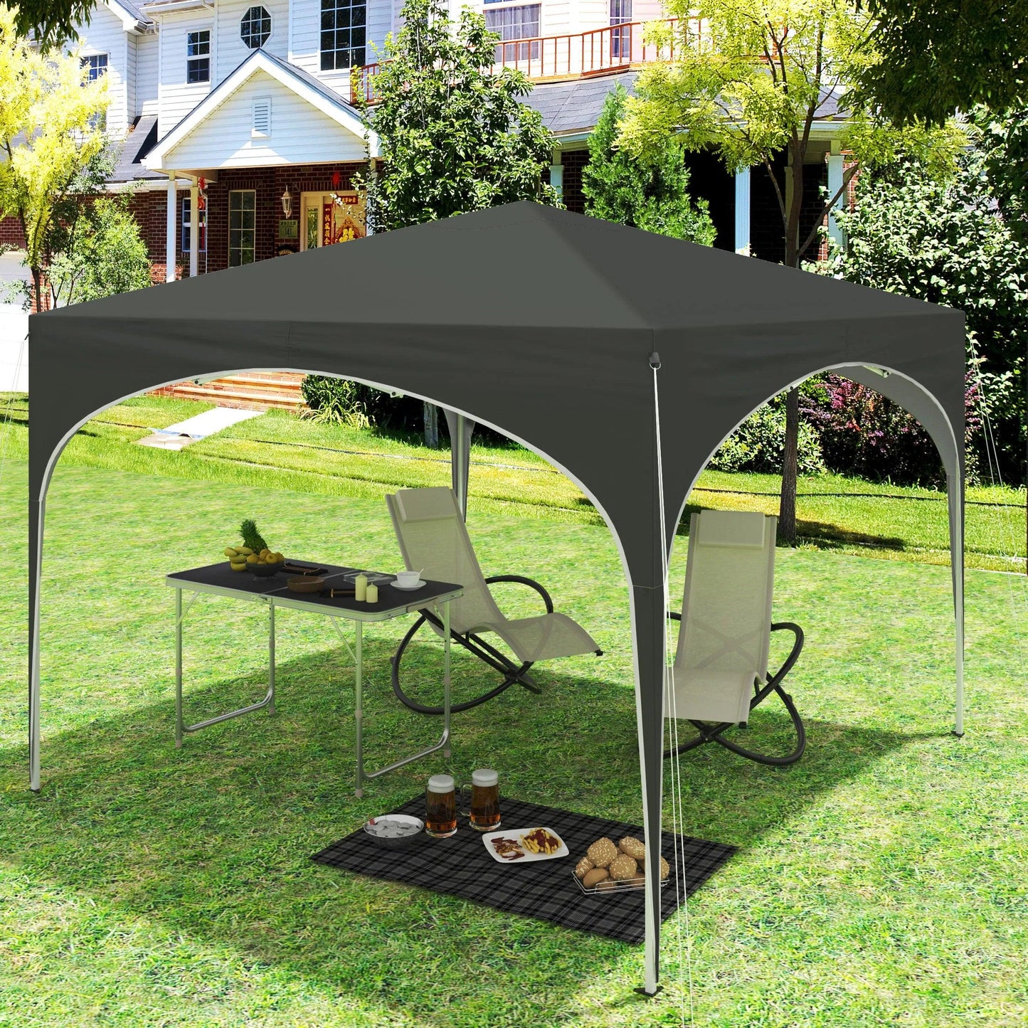WOLTU Tente de réception étanche et pliable pour jardin, pavillon pop-up de 3 x 3 m avec toit en demi-cercle pour marché extérieur
