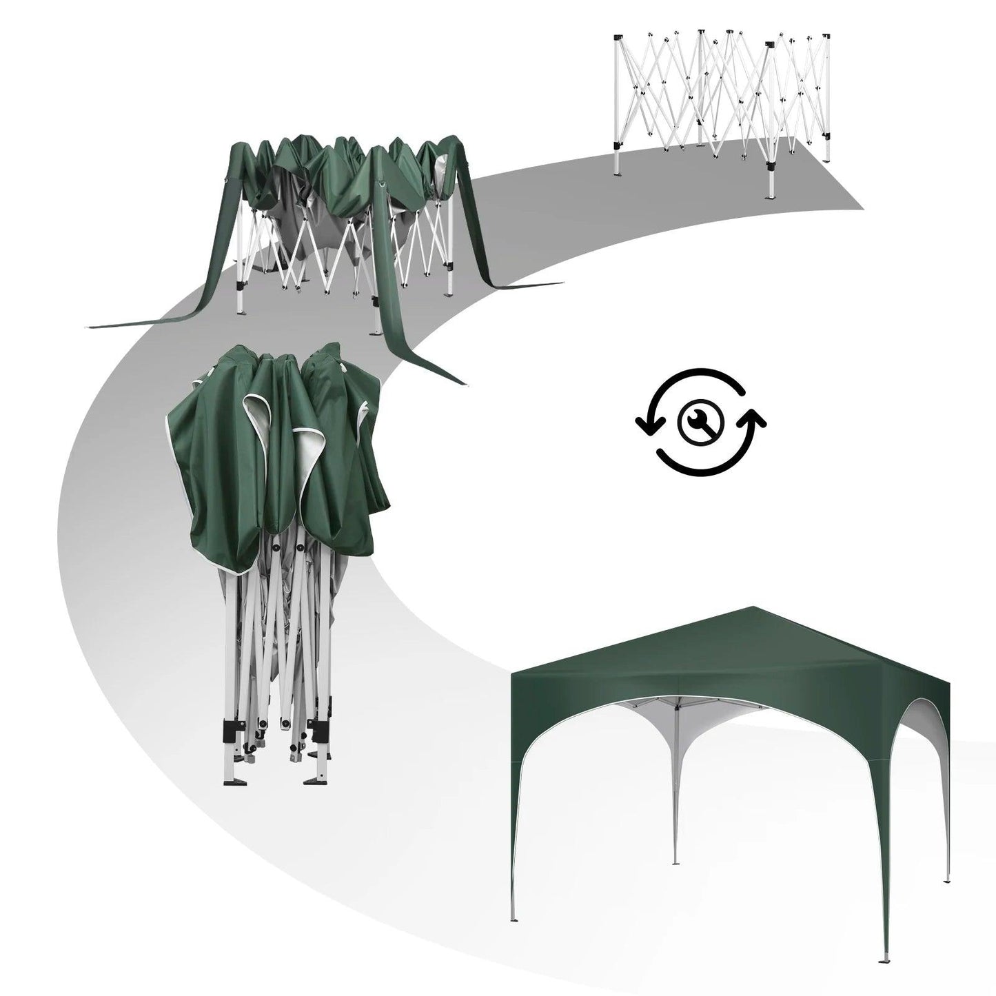 WOLTU Tente de réception étanche et pliable pour jardin, pavillon pop-up de 3 x 3 m avec toit en demi-cercle pour marché extérieur
