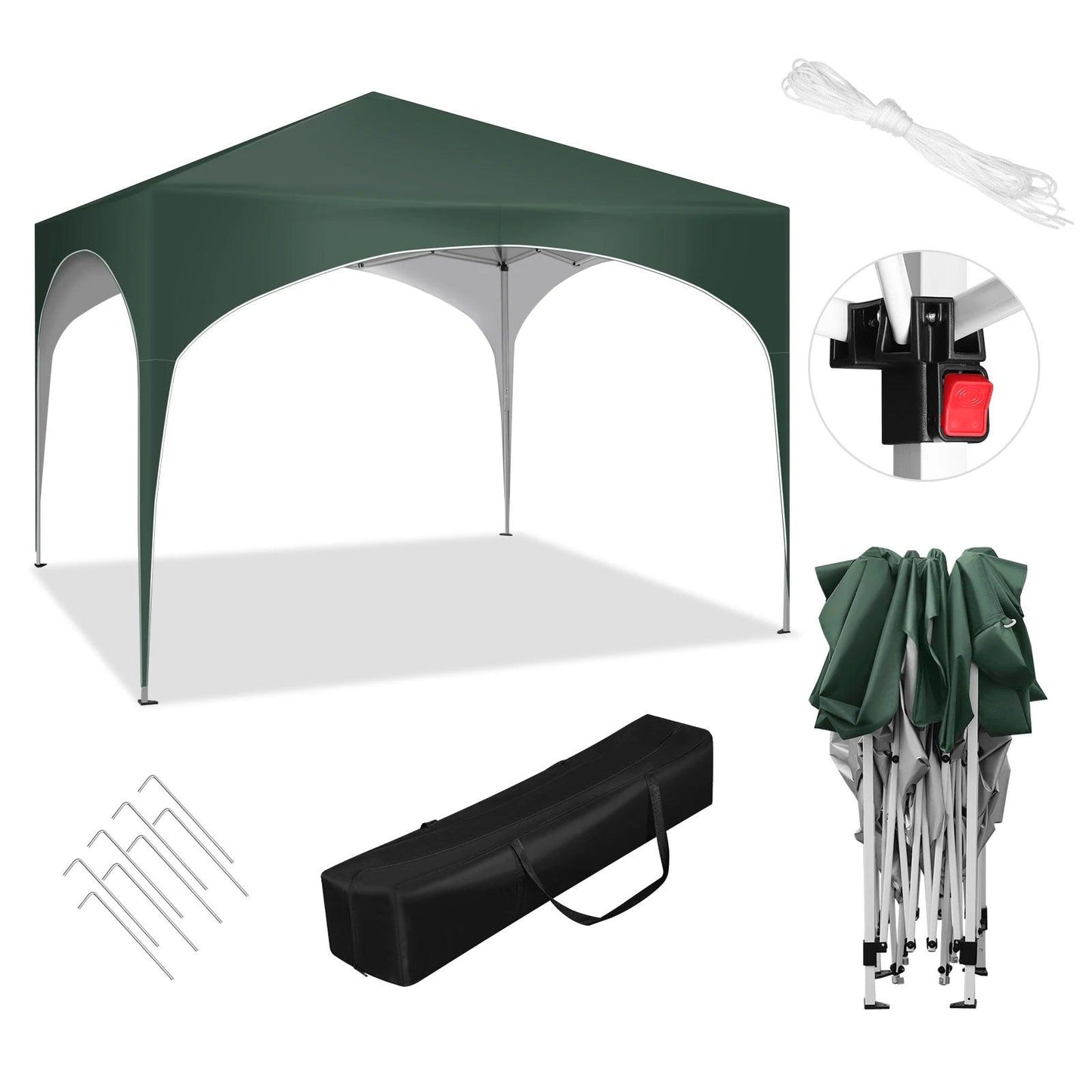 WOLTU Tente de réception étanche et pliable pour jardin, pavillon pop-up de 3 x 3 m avec toit en demi-cercle pour marché extérieur