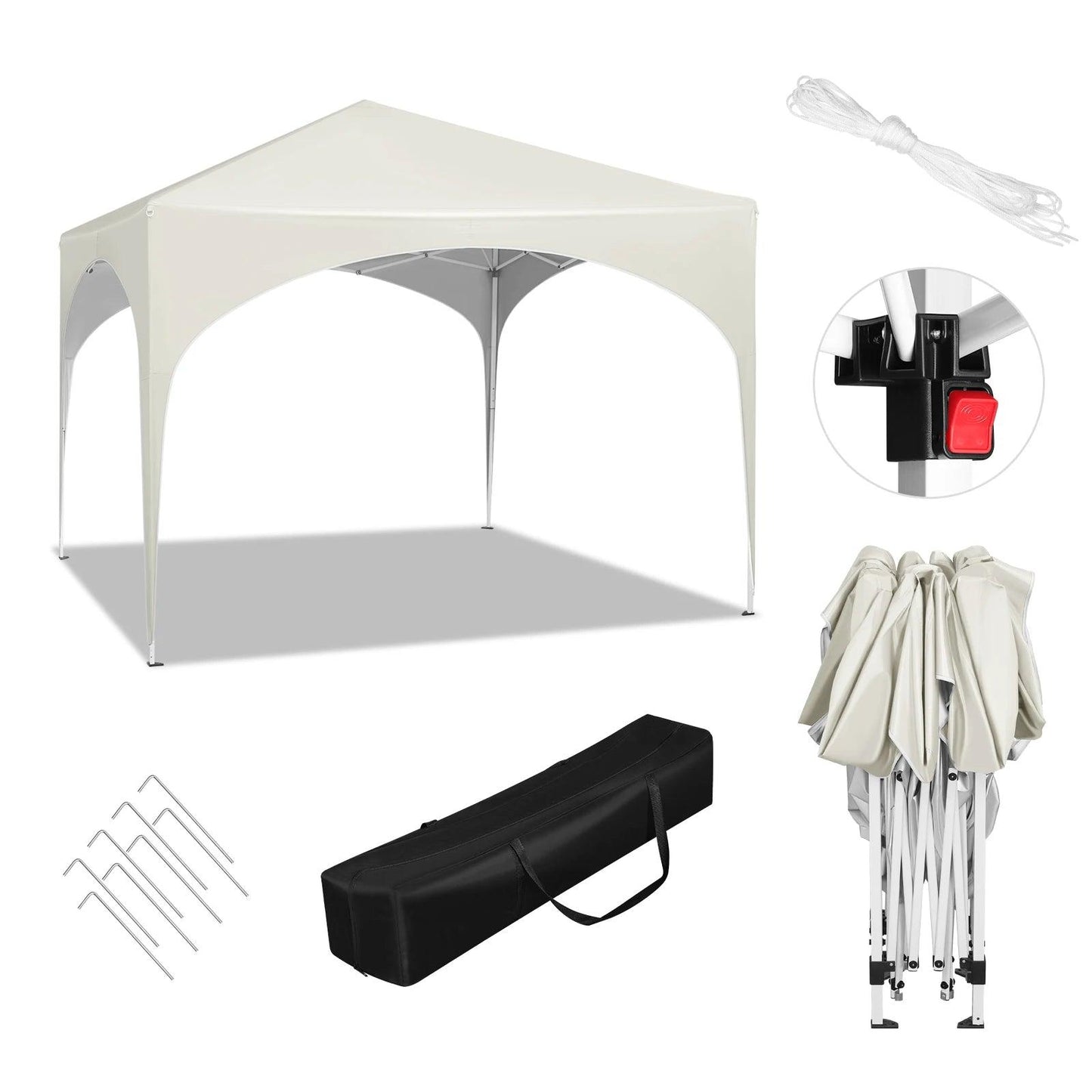 WOLTU Tente de réception étanche et pliable pour jardin, pavillon pop-up de 3 x 3 m avec toit en demi-cercle pour marché extérieur