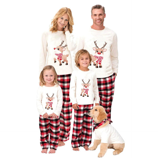 Ensemble de pyjama à manches longues pour la famille, imprimé élan de Noël 2024, vêtements de maison
