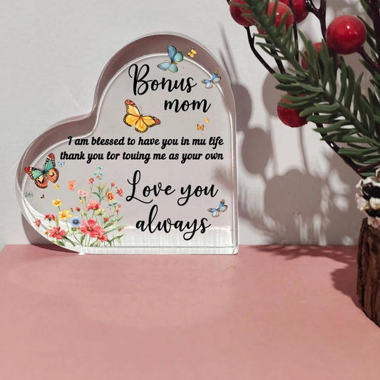 1 cadeau transparent, cadeau de la part de ma fille et de mon fils pour ma meilleure maman, cadeau en forme de cœur pour ma mère, ornements pour la maison, cadeau d'anniversaire