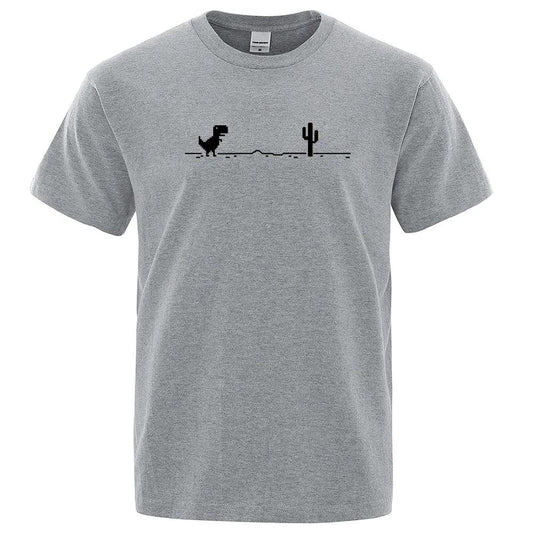 T-shirts pour hommes imprimés dinosaures et cactus, hauts amusants, t-shirts d'été en coton pour hommes, t-shirts décontractés à col rond, streetwear, haut basique