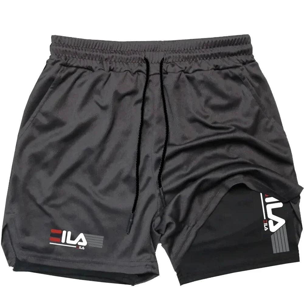 Men's Two-in-one Sports Shorts Breathable Casual Quick-drying Double-layer Shorts Summer Running Sportswear Bottoms M-3XL - Grivelo