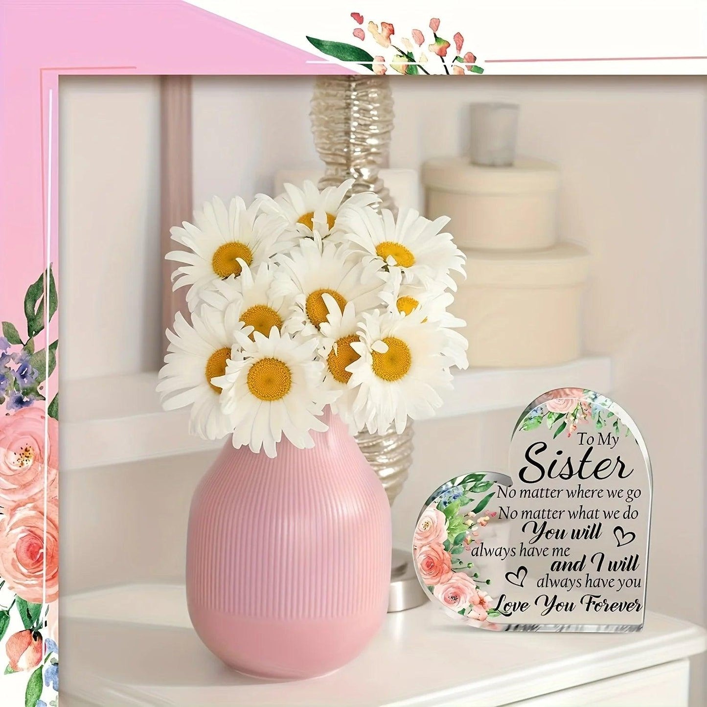1 plaque d'amitié pour femme, cadeau idéal pour une amie, une sœur, un anniversaire, un remerciement (style minimaliste)